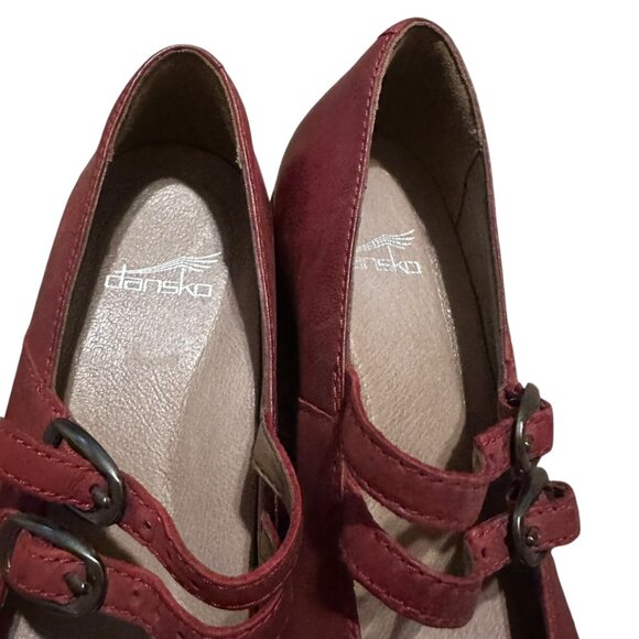 Dansko Flynn Red Mary Jane Shoes Round Toe Double Buckle Size 37 6.5 Women's - Picture 5 of 12